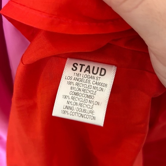 ❌SOLD❌STAUD Minerva Red & Pink Color Block Side Tie Maxi Dress SIZE XS - Picture 11 of 11